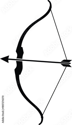 Silhouette of archer's bow and arrow ready for target vector