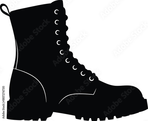Iconic combat boot silhouette vector graphic minimalist style versatile fashion footwear vector