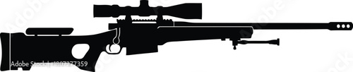 Modern sniper rifle with scope precision weaponry silhouette vector art graphic vector