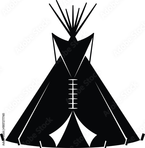 Native american teepee shelter silhouette indigenous dwelling traditional camp home symbol icon vector