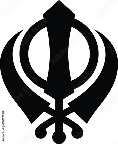 Sikh khanda symbol sacred religious iconography emblematic spiritual warrior concept graphic vector