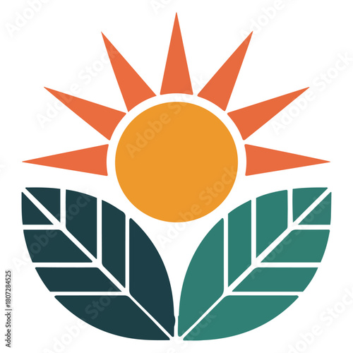 A graphic illustration featuring a vibrant sun, lush leaves, and an inviting nature-inspired theme. This image exudes freshness and ecological consciousness.