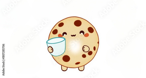 Cute cartoon animal design illustration of a chocolate Easter egg with a sweet ribbon bow