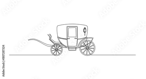 Classic horse-drawn carriage illustration in vintage style  