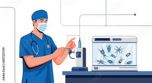 Precision medicine: Doctor using nanobots to target cancer cells in a revolutionary approach to