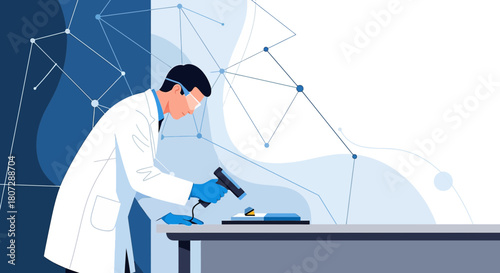Scientist conducting research with modern scanning technology in a laboratory setting with