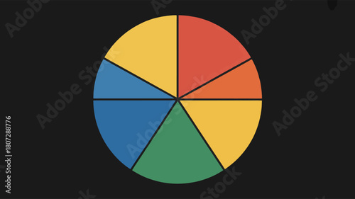 Colorful pie chart with different sections on a dark background