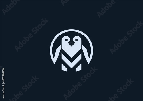 A simple minimalist penguin logo designed with smooth rounded lines and a clean silhouette, representing friendliness, calmness, and charm in a modern creative vector illustration