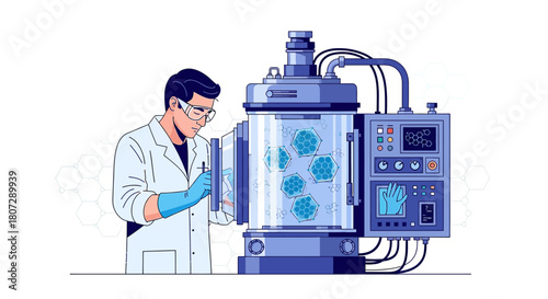 Scientist using modern lab equipment to study molecular compounds for future research