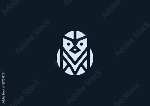 A simple minimalist penguin logo designed with smooth rounded lines and a clean silhouette, representing friendliness, calmness, and charm in a modern creative vector illustration