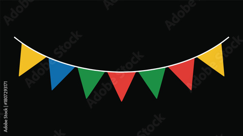 Colorful party flags on string against for celebration