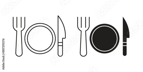 Fork and Knife icons set isolated on white background flat vector illustration.
