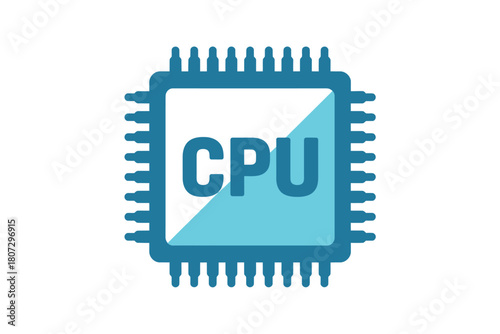 A simplified illustration of a central processing unit (CPU) chip, representing computer processing power and technology.