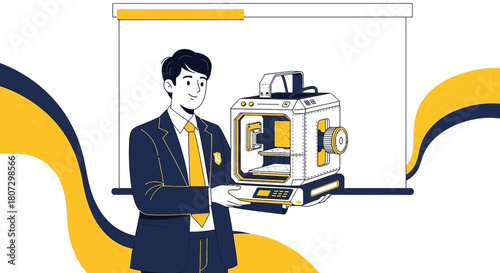 Innovative 3D printing presentation showcasing cutting-edge technology with business professional