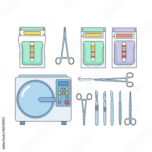 Surgical instruments and sterilization equipment in a medical setting  