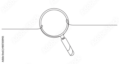 single line art drawing magnifying glass icon,3