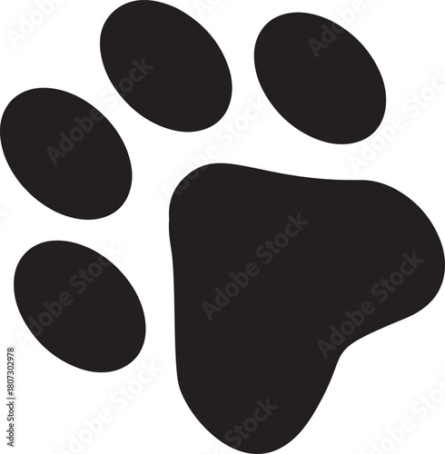 Paw Prints. Cute pets and Dogs pets paw print isolated on white background. Animal paw prints.