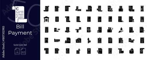 Bill Payment Solid Editable Icons set