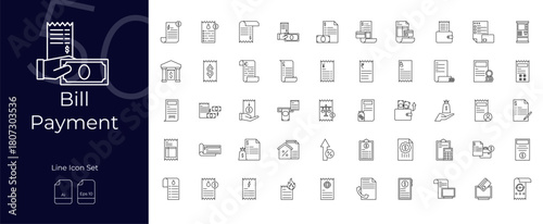 Bill Payment Line Editable Icons set