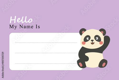 Name Tag Template for student school. concept ay bear