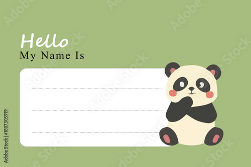 Name Tag Template for student school. concept ay bear