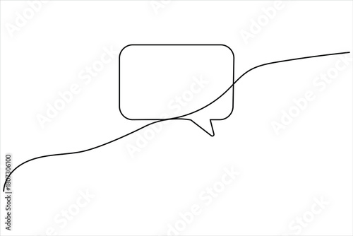 Speech bubble continuous one line drawing illustrating dialogue and communication vector art