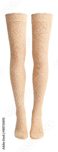 Soft beige crochet lace stockings.