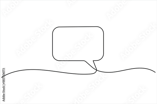 Speech bubble continuous one line drawing illustrating dialogue and communication vector art