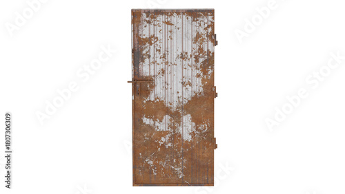 3d rendering door single rusted
