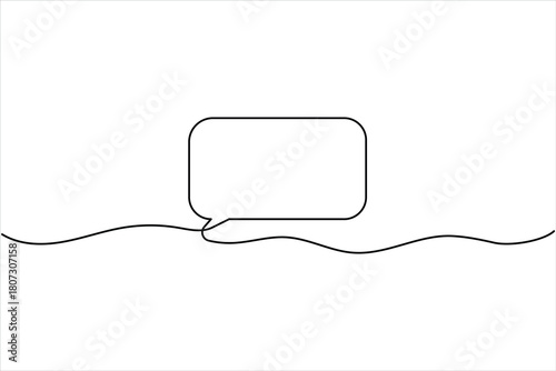Speech bubble continuous one line drawing illustrating dialogue and communication vector art