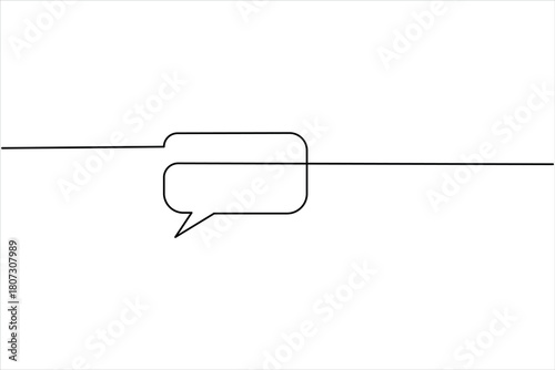 Speech bubble continuous one line drawing illustrating dialogue and communication vector art