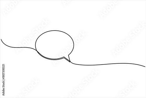 Speech bubble continuous one line drawing illustrating dialogue and communication vector art