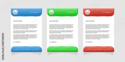 Modern set of corporate business stationery, letterheads, document templates. Professional minimalist design suitable for corporate branding, marketing materials and office identity presentations.