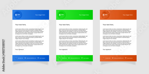 Modern set of corporate business stationery, letterheads, document templates. Professional minimalist design suitable for corporate branding, marketing materials and office identity presentations.