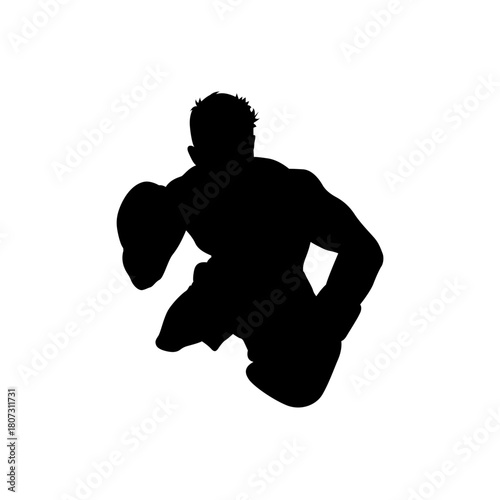 Silhouette of a muscular football player running with the ball
