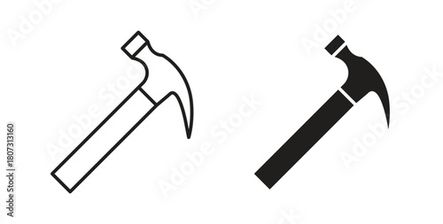 Hammer icons set isolated on white background flat vector illustration.
