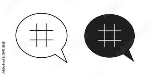 Hashtag icons set isolated on white background flat vector illustration.