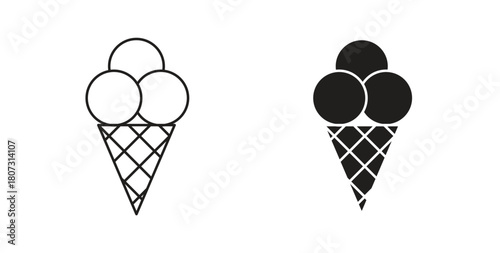 Ice cream icons set isolated on white background flat vector illustration.