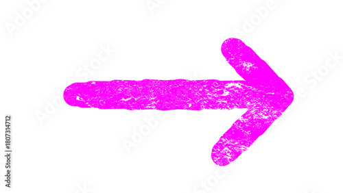 A vibrant pink hand-drawn arrow with a chalk texture pointing to the right, isolated on a white background.