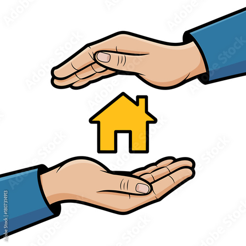 Home protection insurance hands vector illustration design