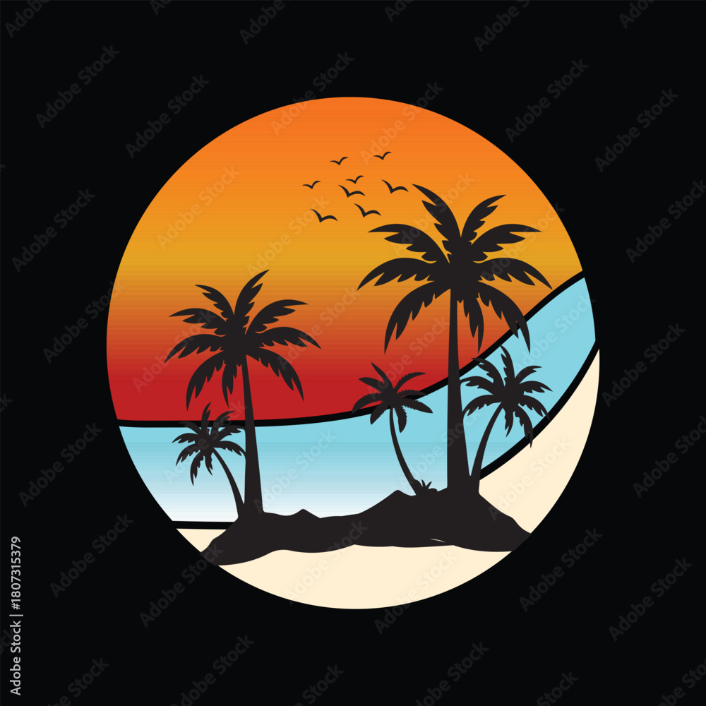 Obraz premium Natural Sunset Design Vector Illustration