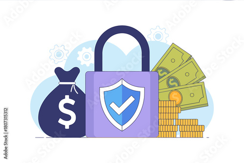 Money protection, financial security, safe investment concept.
