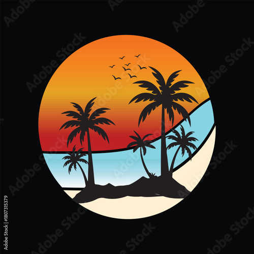 Natural Sunset Design Vector Illustration