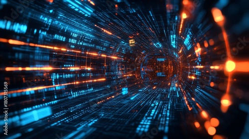 Wallpaper Mural Immerse yourself in a vibrant data stream with this stunning tech tunnel, visualizing the future of digital innovation with dynamic energy Torontodigital.ca