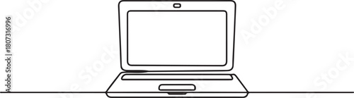 Single line drawing of laptop gadget isolated.one line icon with with white background