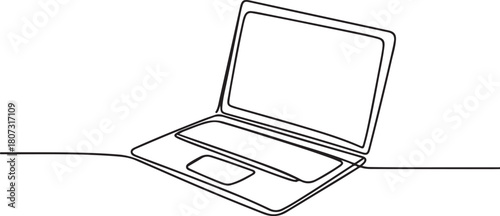 Single line drawing of laptop gadget isolated.one line icon with with white background