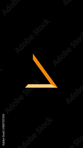 Modern abstract golden geometric symbol on black background. Minimalist design for technology, digital, data, progress concept.