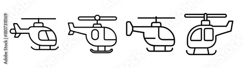 Helicopter icons set. outline vector symbols for air transport design.