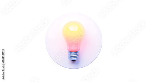 A 3d rendering of a light bulb isolated on transparent background, symbolizing idea, innovation, and inspiration, perfect for illustrating creative solutions or energyefficient technologies