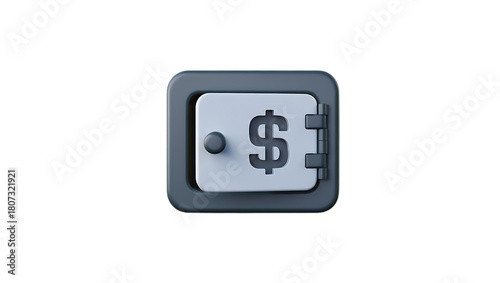 Safe Icon with Dollar Sign Symbolizing Financial Security, Wealth Protection, Investment, and Secure Banking Concepts on a Clean transparent